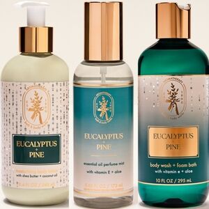 Bath Body Works Aromatherapy Eucalyptus Pine Body Wash, Lotion, & Mist Set NEW